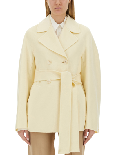 Max Mara Double-breasted Belted Coat In Ivory