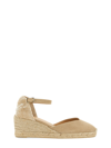 Castaã±er Carol Canvas Ankle-strap Wedge Espadrilles In Beige