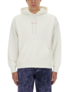 Marni Logo-print Cotton Hoodie In White