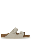 Birkenstock Arizona Suede Soft Footbed Sandals In White