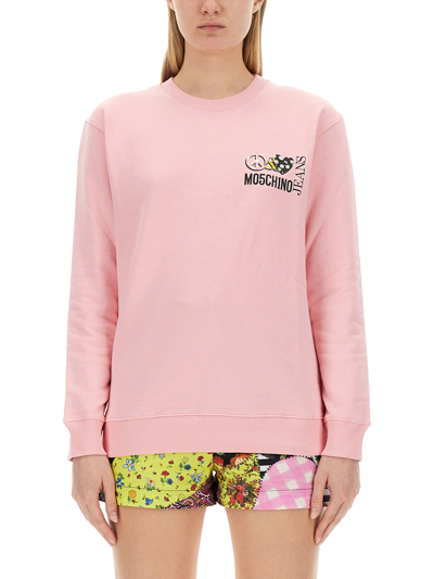 Moschino Jeans Sweatshirt With Logo In Pink