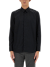 Pt Torino Cuffed Sleeves Cotton Shirt In Black