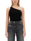 Givenchy Contrast Asymmetric Strap Top In Black