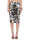 Rabanne Shimmering Midi Skirt With Circular Plastic Discs In Silver