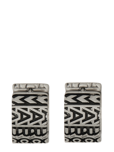 Marc Jacobs Logo Engraved Earrings In Silver