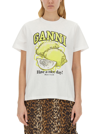 Ganni T-shirt With Logo In White