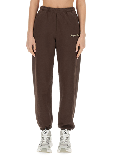 Sporty And Rich Jogging Trousers With Logo In Brown