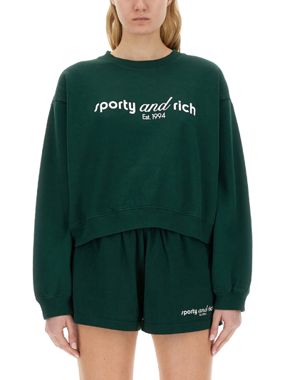 Sporty And Rich Sporty & Rich Sweatshirt With Logo In Green