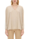 Max Mara V-neck Long-sleeved Jumper In Beige