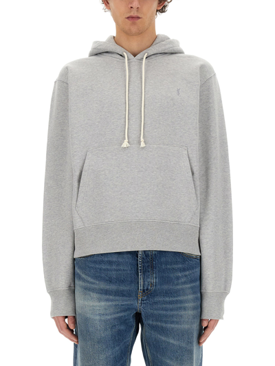 Saint Laurent Hoodie In Gris Chine