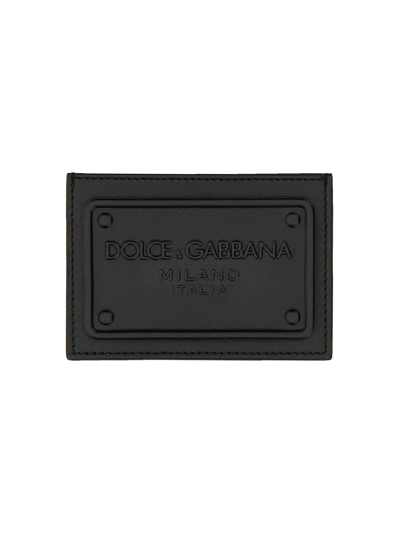 DOLCE & GABBANA LEATHER CARD HOLDER WITH LOGO