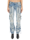 Attico Essie Flared Cargo Pants In Denim