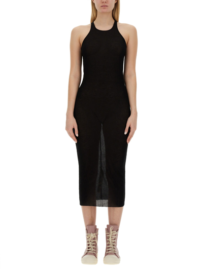 Rick Owens Ribbed Sleeveless Dress In Black