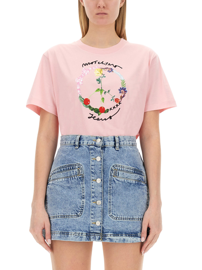 Moschino Jeans T-shirt With Logo In Pink
