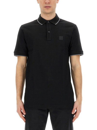 Hugo Boss Polo With Logo Patch In Black