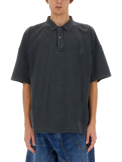 Jw Anderson J.w. Anderson Anchor Ss Polo Shirt In Charcoal