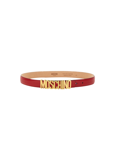 Moschino Belt With Logo In Red