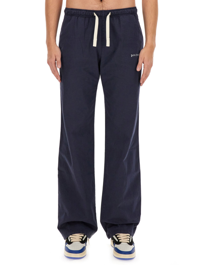 Palm Angels Trousers With Logo In Blue