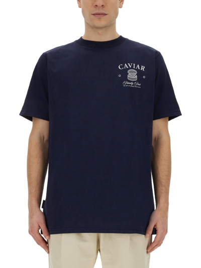 Family First Caviar-print Cotton T-shirt In Blue