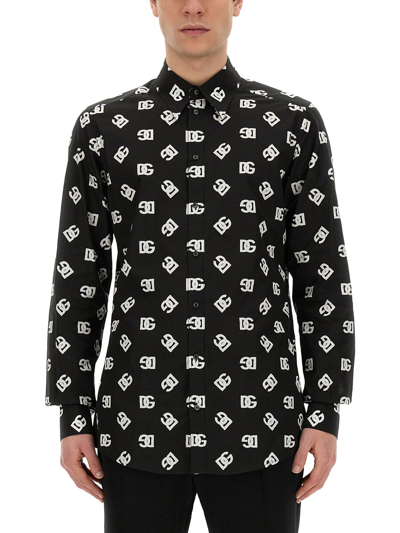 Dolce & Gabbana Black Printed Cotton Shirt