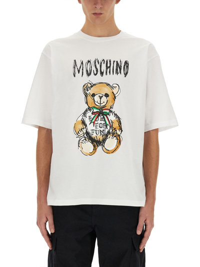 Moschino Logo Print T-shirt In White