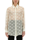Dolce & Gabbana Burnout Sheer Silk Shirt In White