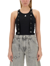 Attico Ribbed Knit Cotton Tank Top In Black