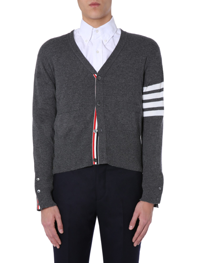 Thom Browne V-neck Cardigan In Grey