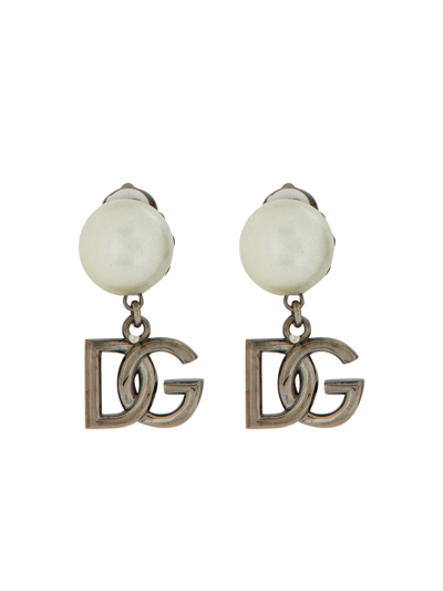 Dolce & Gabbana Logo Earrings In Silver