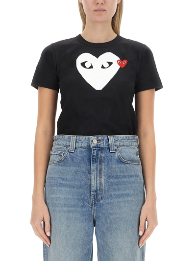 Comme Des Garçons Play T-shirt With Logo In Black