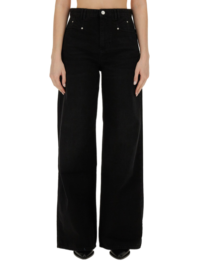 Isabel Marant Lemony High-rise Wide-leg Jeans In Black