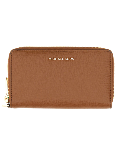 Michael Michael Kors Jet Set Wallet In Light Brown