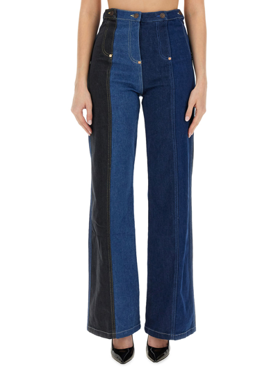 Moschino Jeans Patchwork Bootcut Jeans In Blue