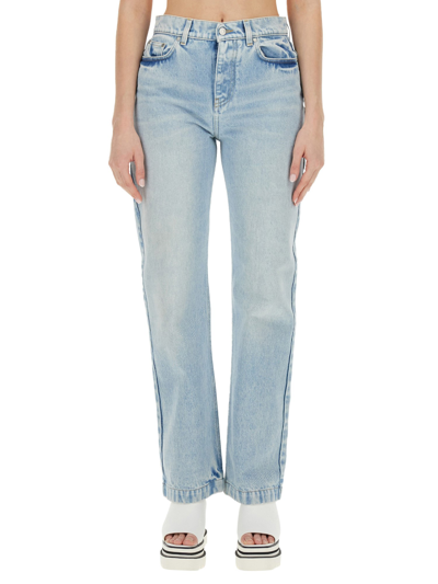 Stella Mccartney Distressed Mid-rise Straight-leg Jeans In Blu