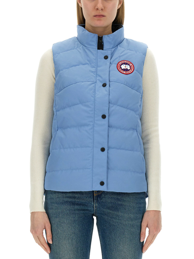 Canada Goose Padded Vest With Logo In Azure