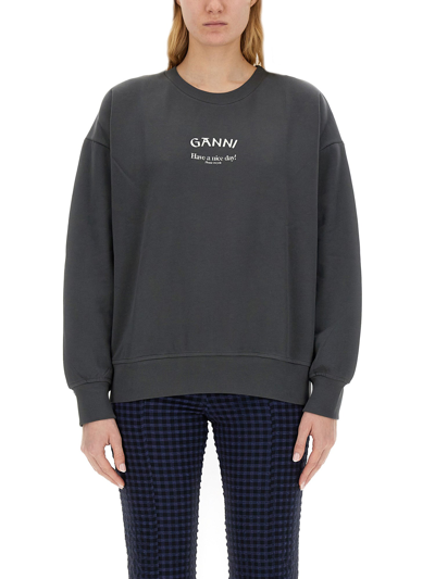 Ganni Isoli Grey Oversize Sweatshirt