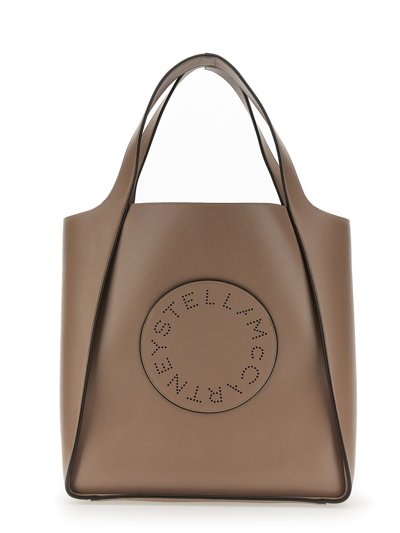 Stella Mccartney Square Tote Bag With Logo In Dove