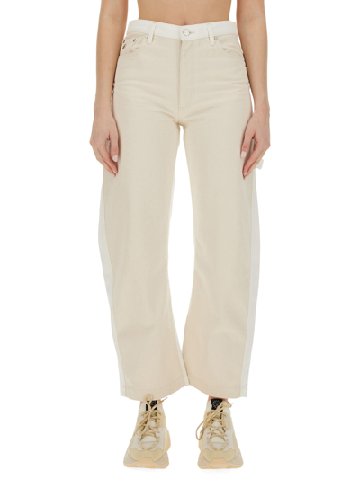 Stella Mccartney White And Ecru Cotton Blend Jeans In Avorio