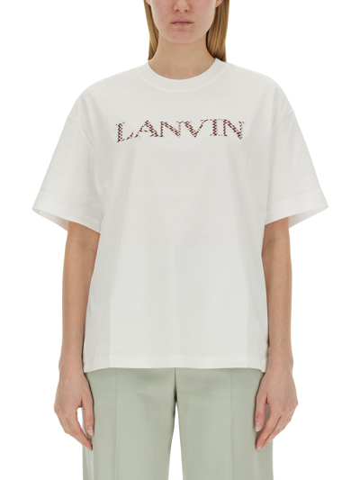 Lanvin Logo-patches Cotton T-shirt In White