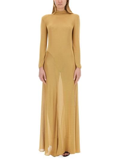 Tom Ford Lurex Knit Long Dress In Gold