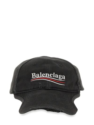 Balenciaga Baseball Cap In Black
