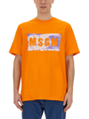 Msgm Logo Crew Neck T-shirt In Orange