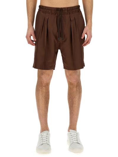 Tom Ford Silk Bermuda Shorts In Brown