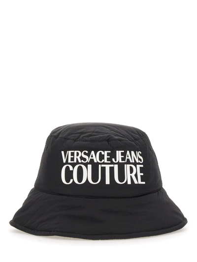 Versace Jeans Couture Bucket Hat With Logo In Black