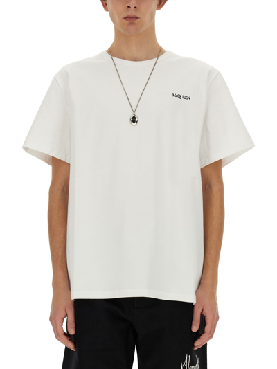 Alexander Mcqueen T-shirt With Embroidered Logo In White