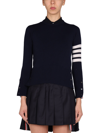 Thom Browne Refined Cashmere Sweater With Distinctive Stripes In Blue