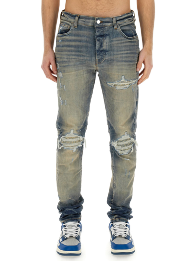 Amiri Mx 1 Suede Distressed Jeans In Denim