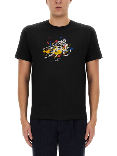 Ps By Paul Smith Ps Paul Smith Cyclist Print T-shirt In Black