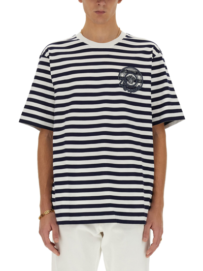 Versace Multicolored Nautical Stripes T-shirt In White