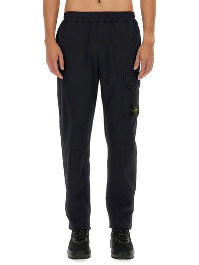 Stone Island Jogging Trousers With Logo In Blue